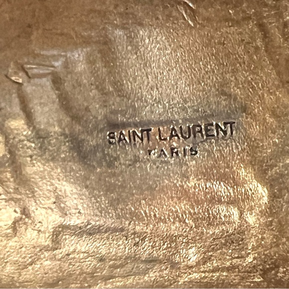 SAINT LAURENT Gold w Black Hammered Finish With Antique Look Cuff Bracelet NWOT - Picture 12 of 16